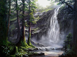 Landscape waterfall painting oil