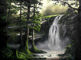 waterfall using oil paint