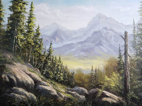Mountain Top View Oil Painting