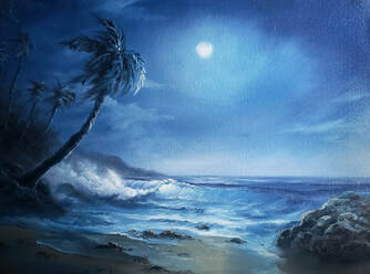 Bright Moonlit Ocean Painting