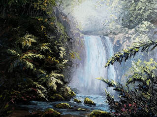 Waterfall Palette Knife Painting