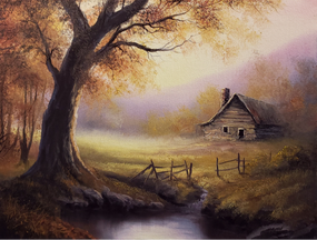 distant cabin oil Painting