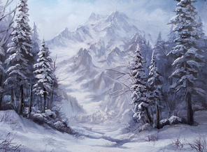 big snowy mountain oil Painting