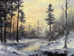 winter christmas landscape in oils
