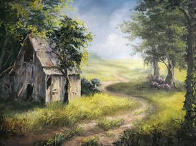 barn and path painting
