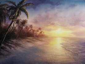 sunset beach painting