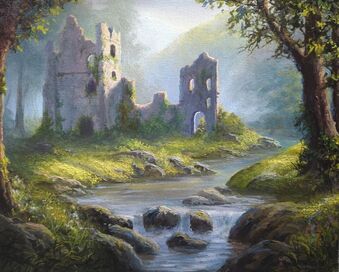 Golden fields painting