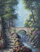 Garden Bridge Painting