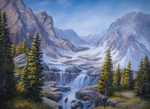 Glacier Waterfall painting