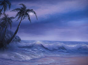 Tropical Moonlit Coast painting