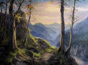 Sunset landscape painting