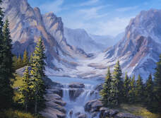 waterfall kevin hill painting landscape highlights