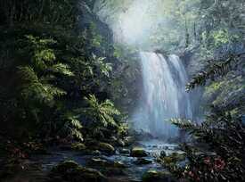 palette knife waterfall painting