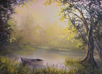boat landscape oil Painting