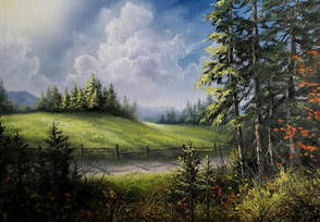 Meadow landscape painting