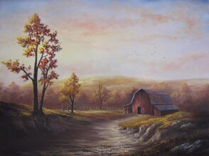 Sunset Barn painting