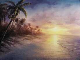 Sunset beach painting