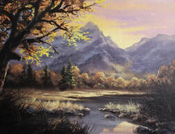 Mountain Sunset Landscape Painting