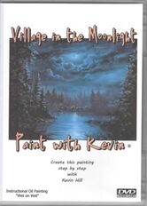 moonlight village landscape painting