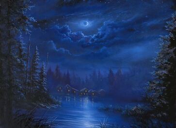 Village in the Moonlight oil painting